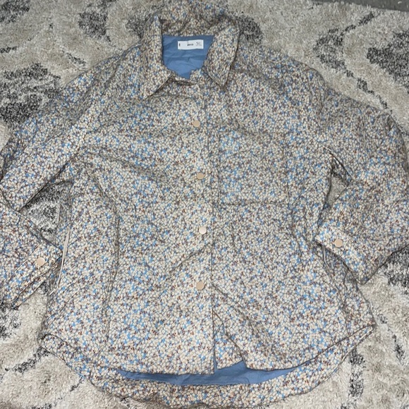 Mango quilted ditsy floral print jacket in light blue NWOT - Picture 16 of 16